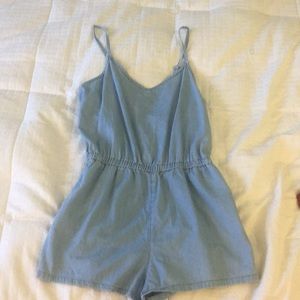 denim colored romper